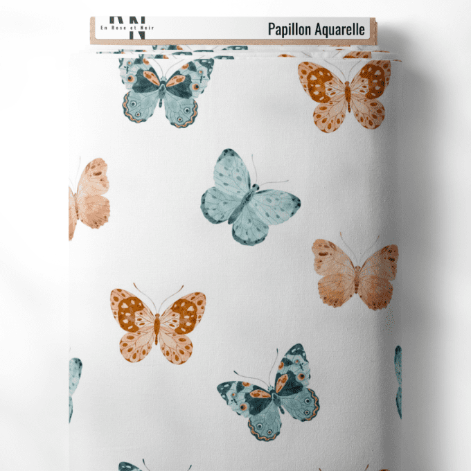 Tissu papillon aquarelle
